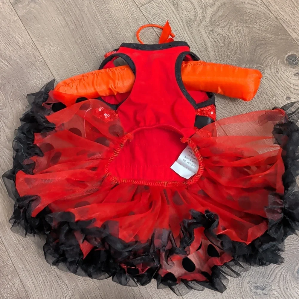 Cat Halloween Costume Ladybug- Red and Black Tutu Skirt With Wings